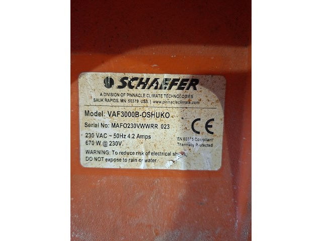 Afzuiginstallatie 230v 3.400m³/uur ~, schaefer ventilation, americ vaf-3000, 2018 - afbeelding 5 van  5