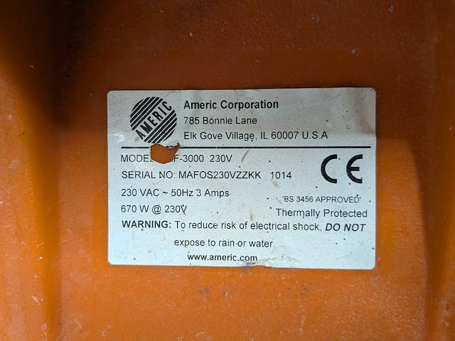 Afzuiginstallatie 230v 3.400m³/uur ~ schaefer ventilation, americ vaf-3000, bouwjaar 2011 - afbeelding 8 van  9