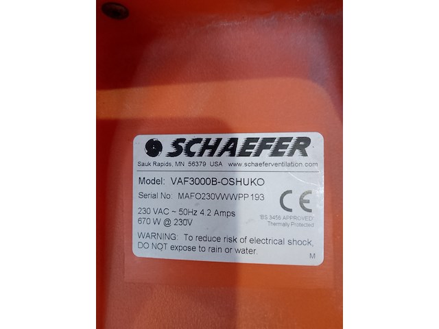 Afzuiginstallatie 230v 3.400m³/uur ~ schaefer ventilation, americ vaf-3000, bouwjaar 2016 - afbeelding 7 van  7