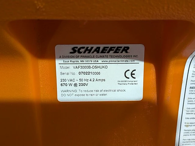 Afzuiginstallatie 230v 3.400m³/uur ~, schaefer ventilation, americ vaf-3000b, 2021 - afbeelding 4 van  6