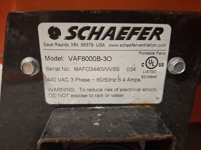 Afzuiginstallatie a225 400v 12.500m³/uur schaefer ventilation, americ vaf-8000, bouwjaar 2019 - afbeelding 3 van  8