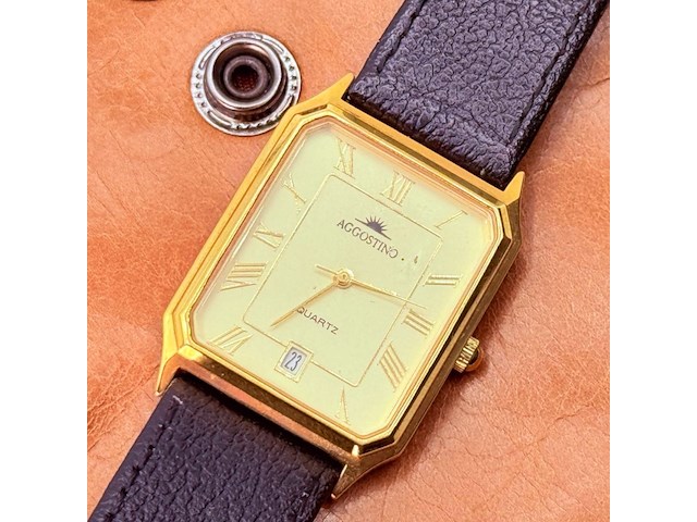 Aggostino goudkleurig tank horloge - afbeelding 1 van  7