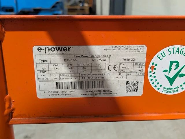 Aggregaat benzine 3,6kva 2x230v ra, e-power, ep4100, 2022 - afbeelding 9 van  10
