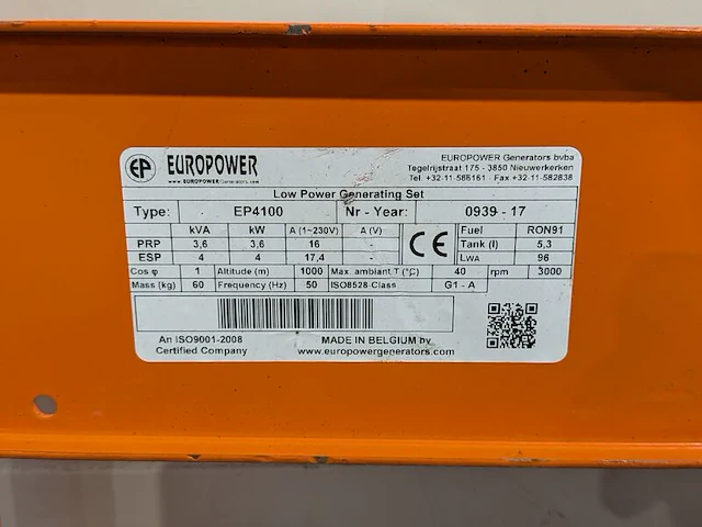 Aggregaat benzine 3,6kva 2x230v ra e-power, ep4100, bouwjaar 2017 - afbeelding 8 van  10