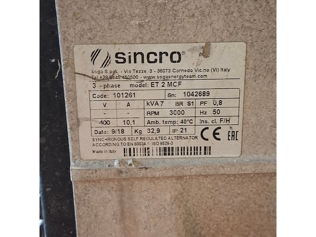 Aggregaat benzine 6,5kva 1x230v pa 1x400v europower generators, ep6500t, bouwjaar 2018 - afbeelding 4 van  12