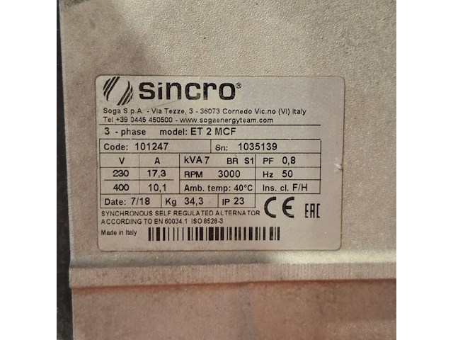 Aggregaat benzine 6,5kva 1x230v ra 1x400v e-power, ep6500t, bouwjaar 2018 - afbeelding 9 van  9