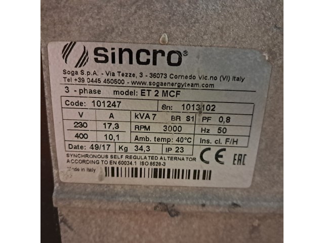Aggregaat benzine 6,5kva 1x230v ra 1x400v e-power, ep6500t, bouwjaar 2018 - afbeelding 2 van  10