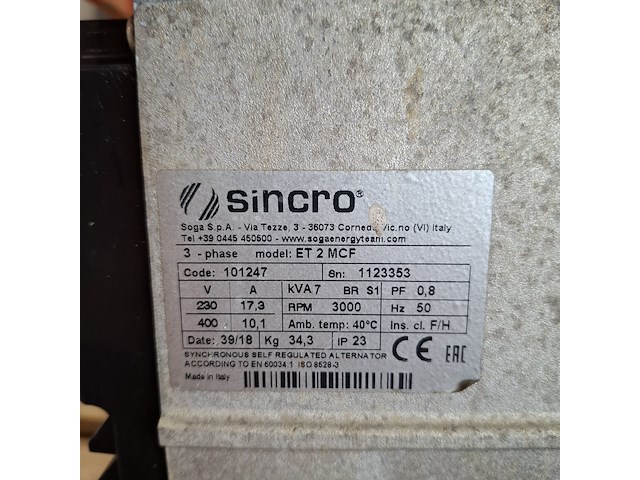 Aggregaat benzine 6,5kva 1x230v ra 1x400v europower generators, ep6500t, bouwjaar 2018 - afbeelding 7 van  8