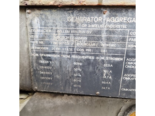 Aggregaat, mobiel, bosch-eiseman, ddod25 20kw, 1979 - afbeelding 48 van  50