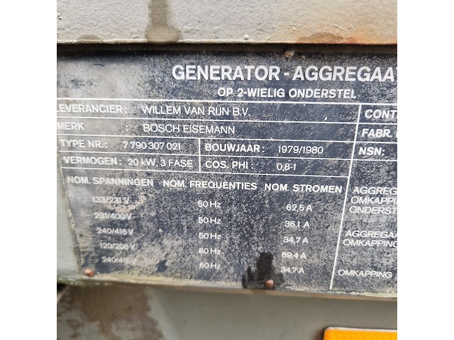 Aggregaat, mobiel, bosch-eiseman, ddod25 20kw, 1979 - afbeelding 40 van  42