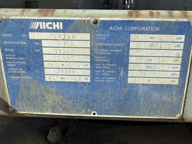 Aichi - 2007 - sr18a - hoogwerker - afbeelding 30 van  36