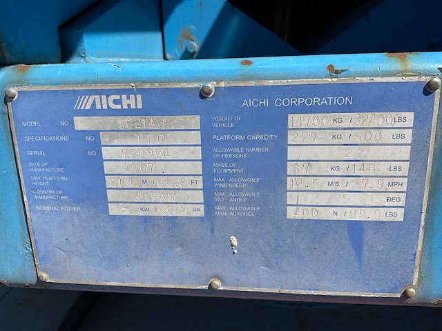 Aichi - sp21aj - aerial work platforms - 2007 - afbeelding 11 van  19