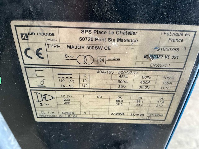 Air liquide welding major 500sw ce mig lasapparaat - afbeelding 2 van  11
