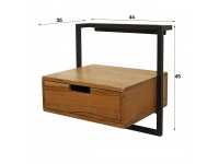 Air solid hangend nachtkastje acaciahout met 1 lade - afbeelding 2 van  4