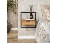 Air solid hangend nachtkastje acaciahout met 1 lade - afbeelding 3 van  4