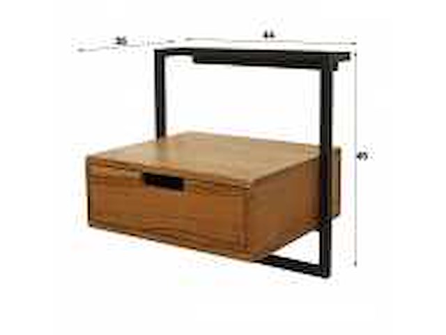 Air solid hangend nachtkastje acaciahout met 1 lade - afbeelding 2 van  4