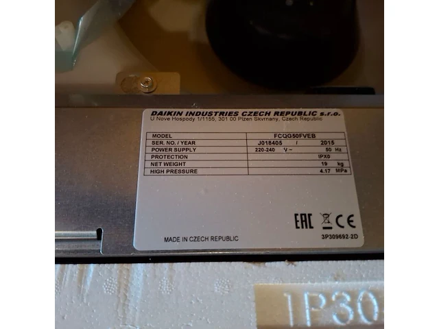 Airco binnenunit met plafondpaneel daikin, fcqg5ofveb/b ycq140d7w1, bouwjaar 2015 - afbeelding 3 van  6