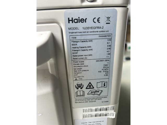 Airco unit (binnen en buiten), haier, 1u35yegfra-2; as35pbphra - afbeelding 9 van  13
