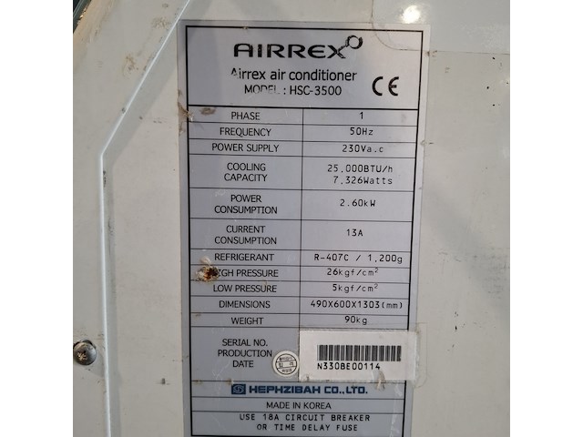 Airconditioning 7,5kw 230v - spot af22 hephzibah, hsc-3500, bouwjaar 2012 - afbeelding 3 van  8