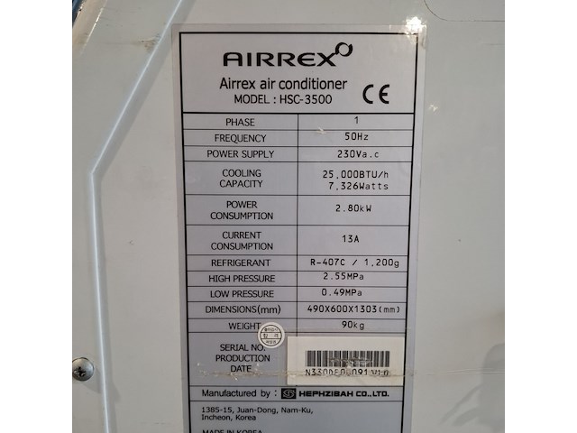 Airconditioning 7,5kw 230v - spot af22 hephzibah, hsc-3500, bouwjaar 2014 - afbeelding 3 van  7