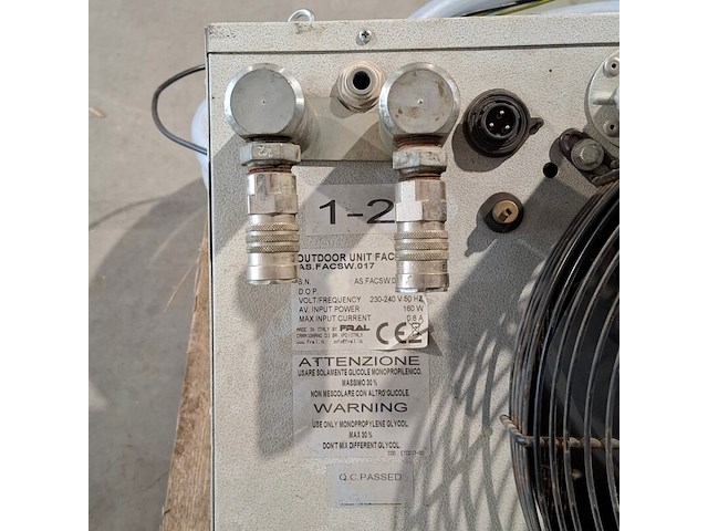 Airconditioning 7kw 230v fral, facsw22, bouwjaar 2014, watergekoeld met buitenunit - afbeelding 3 van  16