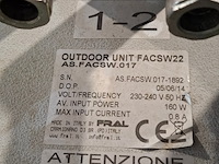 Airconditioning 7kw 230v fral, facsw22, bouwjaar 2014, watergekoeld met buitenunit - afbeelding 4 van  16
