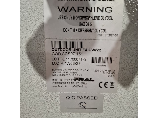 Airconditioning 7kw 230v fral, facsw22, bouwjaar 2014 - afbeelding 10 van  15