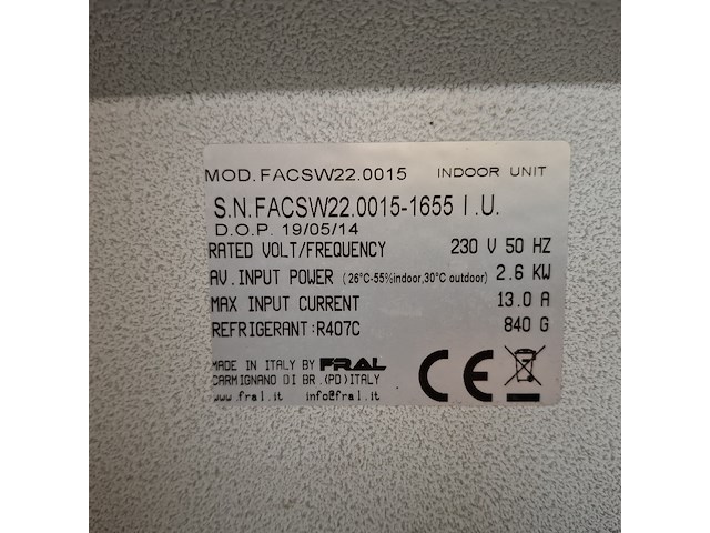 Airconditioning 7kw 230v fral, facsw22, bouwjaar 2014 - afbeelding 4 van  14