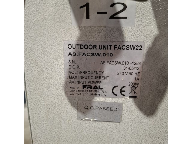 Airconditioning 7kw 230v fral, facsw22, bouwjaar 2014 - afbeelding 10 van  14