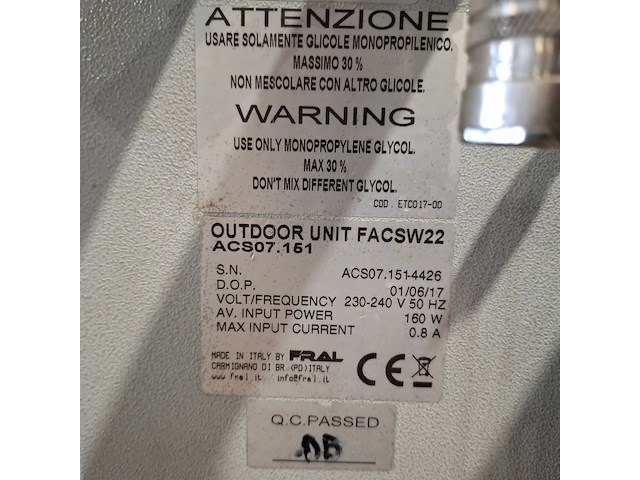 Airconditioning 7kw 230v fral, facsw22, bouwjaar 2016 - afbeelding 2 van  11