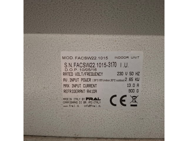 Airconditioning 7kw 230v fral, facsw22, bouwjaar 2016 - afbeelding 9 van  11