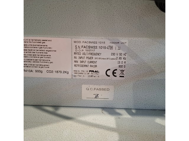 Airconditioning 7kw 230v fral, facsw22, bouwjaar 2017 - afbeelding 7 van  10