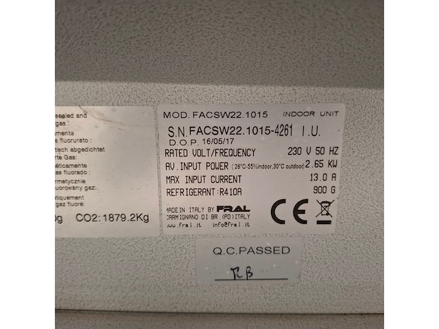 Airconditioning 7kw 230v fral, facsw22, bouwjaar 2017 - afbeelding 7 van  10