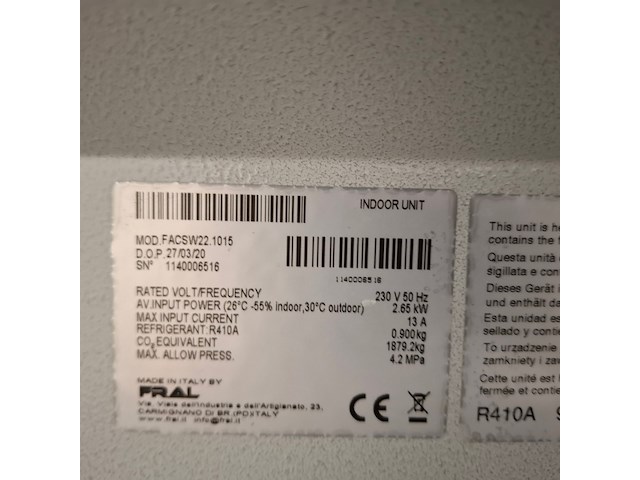 Airconditioning 7kw 230v fral, facsw22, bouwjaar 2020 - afbeelding 11 van  13