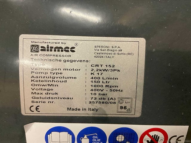Airmec crt 152 zuigercompressor - afbeelding 5 van  8