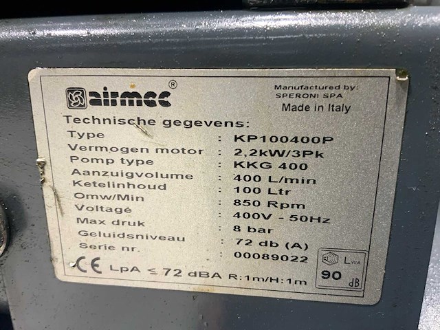 Airmec kp100400p luchtcompressor met luchtdroger - afbeelding 6 van  8