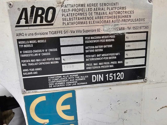 Airo - vg900 - 10.45m werkhoogte - 87 uren - hoogwerker - afbeelding 21 van  22