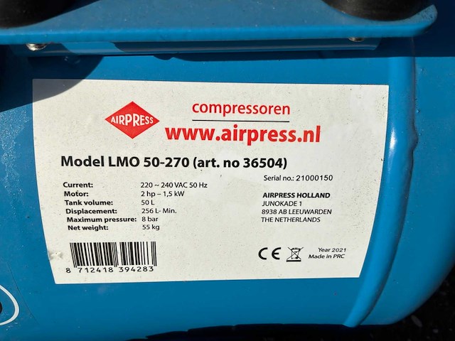 Airpress lmo 50-270 luchtcompressor - afbeelding 8 van  8