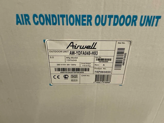 Airwell - aw-ydfa048-h93 - airconditioning buiten unit 410x930x1330 mm - afbeelding 6 van  26