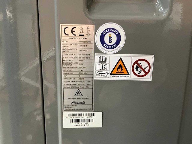 Airwell - bdhw-080r-04m25 - warmtepomp - afbeelding 11 van  14