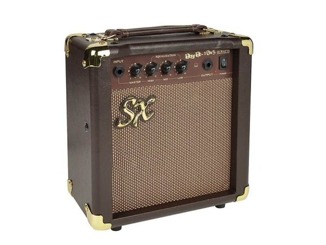 Akoestische gitaarversterker sx, sx aga1065 10w, bruin/goud - afbeelding 1 van  2