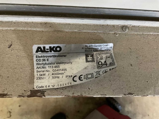 Al-ko cc 36 e verticuteermachine, 230v - afbeelding 5 van  5
