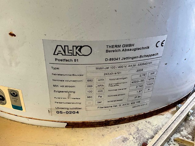 Al-ko mobiel jet 100 mobiele stofafzuiging 680m3/h - afbeelding 3 van  5