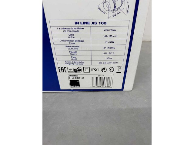 Aldes - inline xs - kanaalventilator 100 mm kunststof - afbeelding 2 van  2