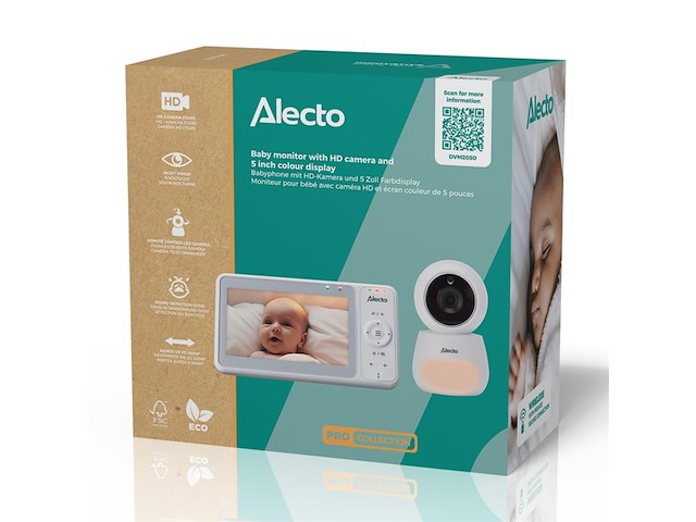 Alecto dvm2050 babyfoon met hd camera groot nachtlampje afstandsbediening wit - afbeelding 3 van  5