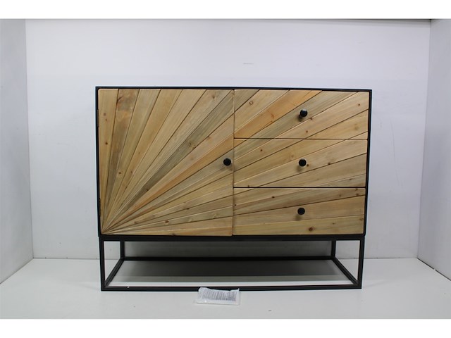 Alexandrehouse houten kast met 1 deur en 3 lades,met metalen onderstel - afbeelding 5 van  6