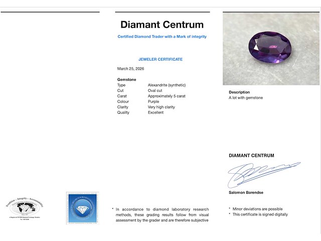 Alexandriet - ca. 5 carat paarse alexandriet - afbeelding 3 van  5