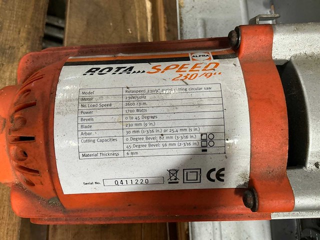 Alfra rotaspeed 230/9” metaal afkortcirkelzaagmachine - afbeelding 5 van  10