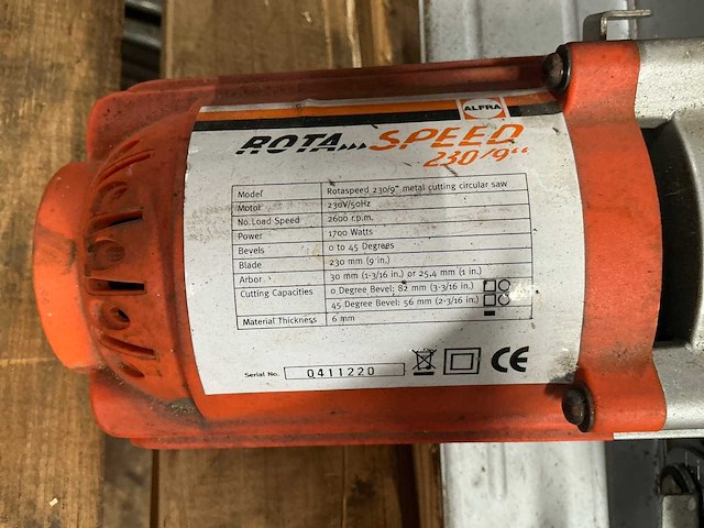 Alfra rotaspeed 230/9” metaal afkortcirkelzaagmachine - afbeelding 6 van  10