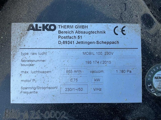 Alko mobil 100 filter afzuiginstallatie - afbeelding 2 van  2